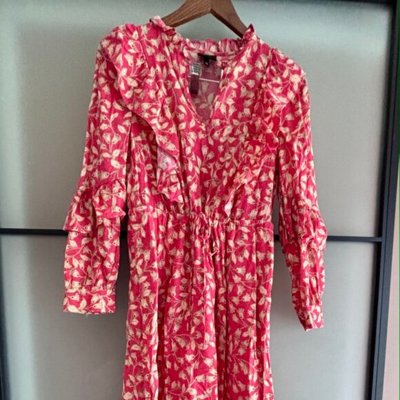 Who What Wear Red Floral Midi/Ankle Dress Sz XS - Picture 1 of 7